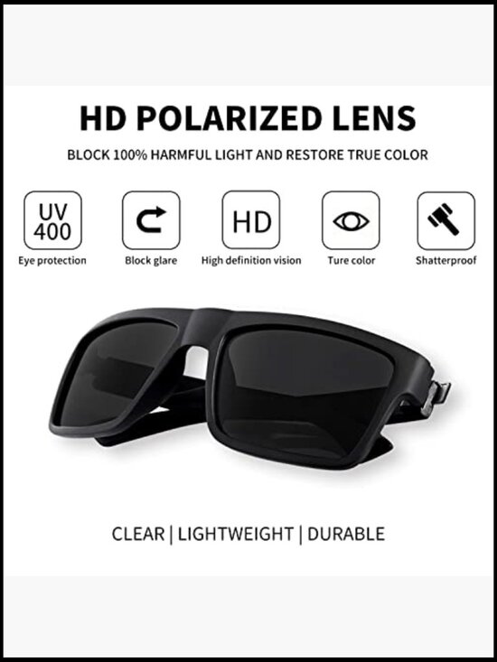 Retro Polarized Square Sunglasses UV400 Protection Driving Fishing main image 4
